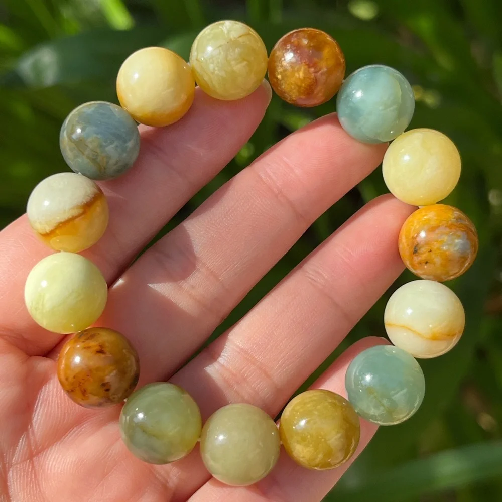 14mm stretchable multicolor Xiuyu jade bracelet‎ 1568